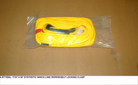 7/16" X 50' Synthetic Winch Line / Rope W/ Self Locking Clasp PN: 4-R71650L