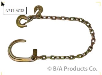 5/16 INCH ULTIMATE AXLE CHAIN 8 INCH J HOOK, Grab hook, slip hook PN: N711-AC3S