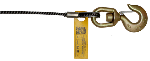7/16 X 100' Winch Cable W/Swivel Hook (Steel Core) PN: 436-716100S