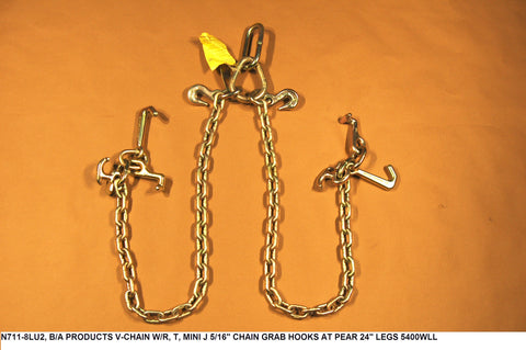 V-Chain W./R, T, Mini J 5/16" Chain Grab Hooks At Pear 24" Legs 5400 Wll